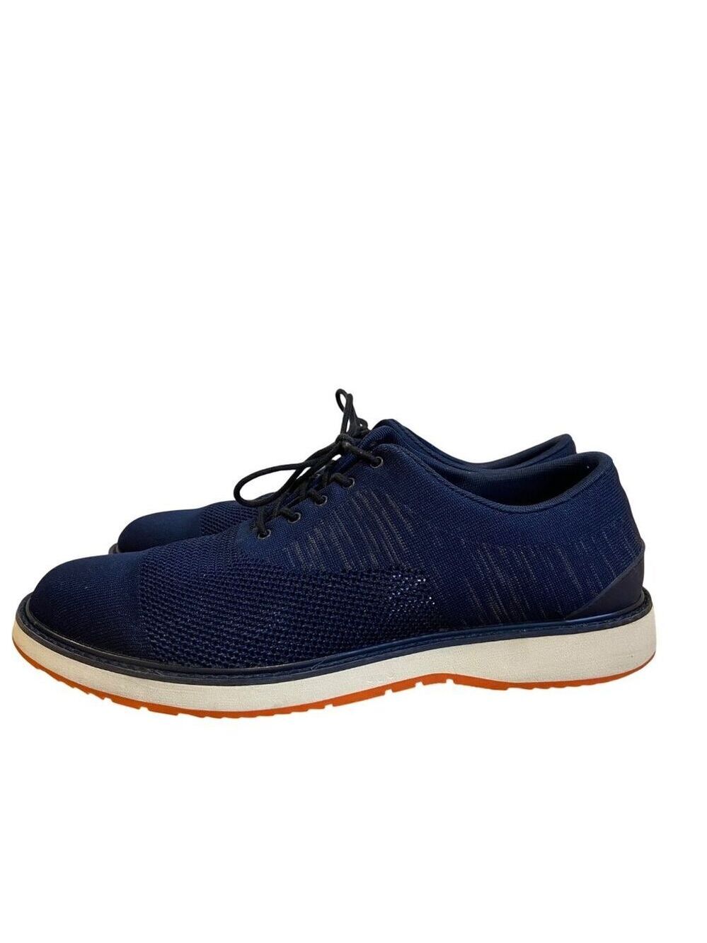 Swims Mens Navy Blue Knit Lace-Up Sneakers With White & Orange Sole Oxford 10